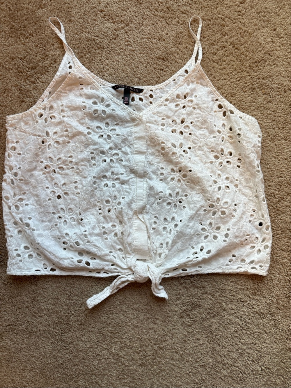 Victoria's Secret White Eyelet Tie-Knot Spaghetti Strap Cami